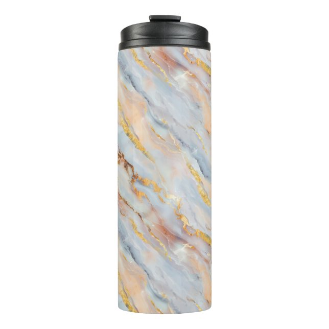 Bouteilles Isothermes Fluid Marble in Tones of Gray, Peach and Gold  (Devant)