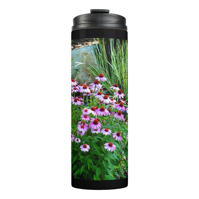 Bouteilles Isothermes Flux de jardin avec fleurs violettes (Devant)