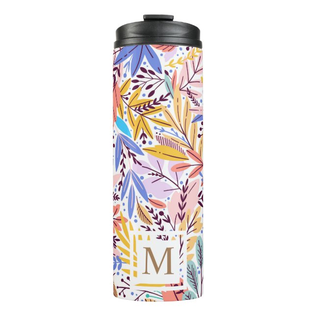 Bouteilles Isothermes Foliage tropical sauvage Monogramme couleur tendan (Devant)