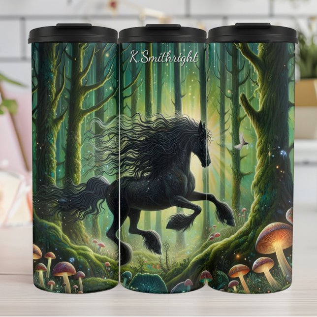 Bouteilles Isothermes Forêt Enchantée de Champignons du Cheval Noir (Créateur téléchargé)