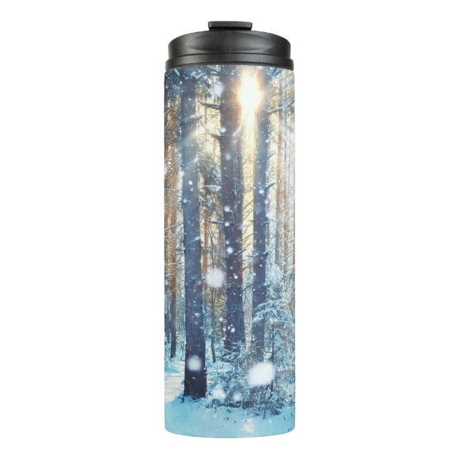 Bouteilles Isothermes Forêt neigeuse Scène hivernale gelée (Devant)