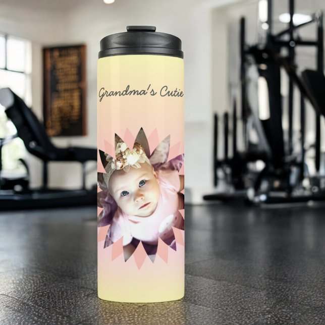 Bouteilles Isothermes Forme de Fleur Personnalisée Photo Pastel Ombre Bo (Custom photo tumbler)