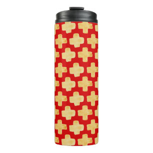 Bouteilles Isothermes Formes organiques motif naïf avec croix dorées o