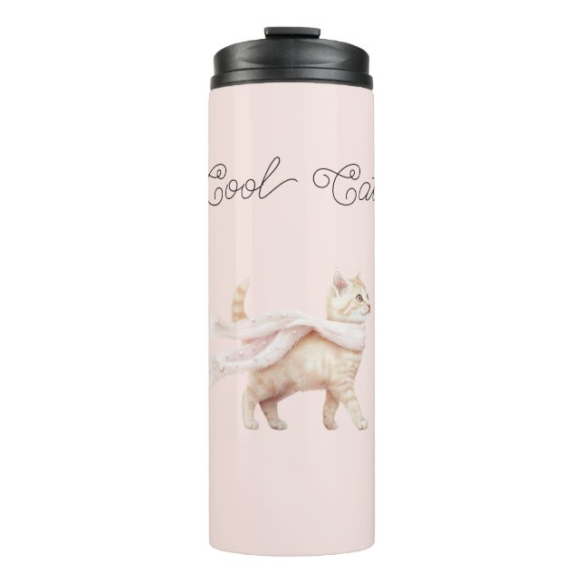 Bouteilles Isothermes Foulard Rose Pâle Cool Cat (Devant)