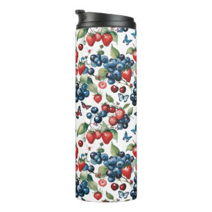 Bouteilles Isothermes Fraises aux bleuets et papillons