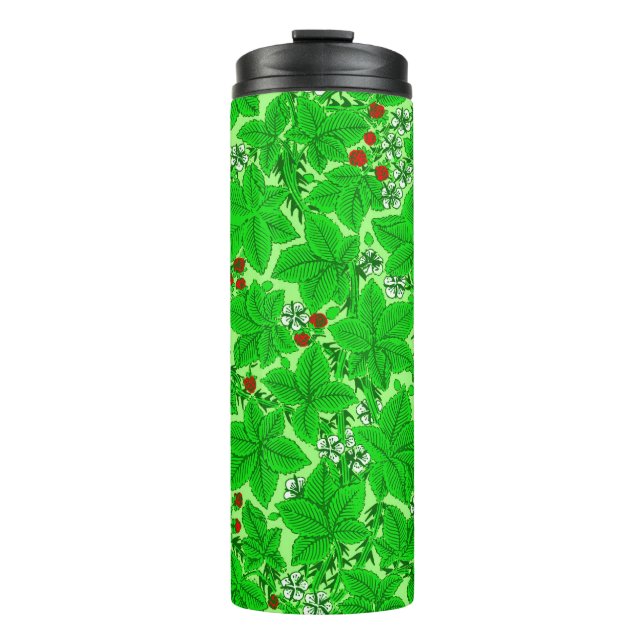 Bouteilles Isothermes Fraises et Feuilles Art Nouveau, Lime Green (Devant)