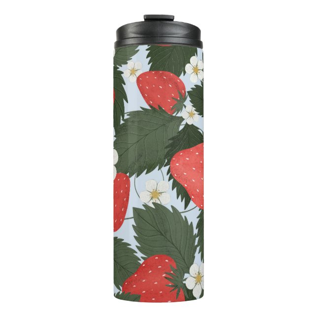 Bouteilles Isothermes Fraises : motif de fruits d'été. (Devant)