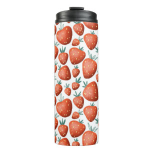 Bouteilles Isothermes Fraises rouges Arrière - plan blanc sans joint