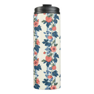 Bouteilles Isothermes Fraises vintages et Feuilles bleus motif floral