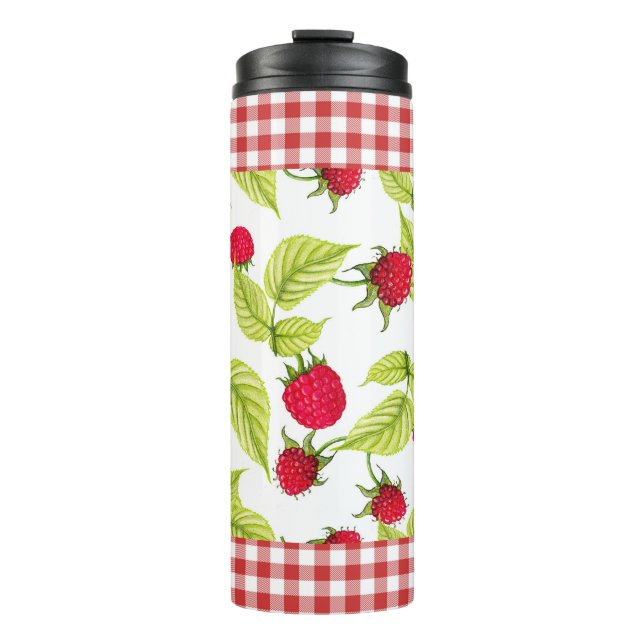Bouteilles Isothermes Framboises sur Gingham Rouge  (Devant)