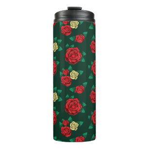 Bouteilles Isothermes Frida Kahlo   motif rouge et de rose d'or