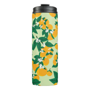 Bouteilles Isothermes Fruit orange : motif vintage vert.