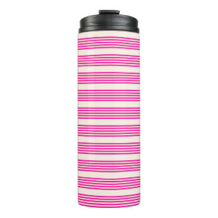 Bouteilles Isothermes Fuchsia et beige cinq rayures motif