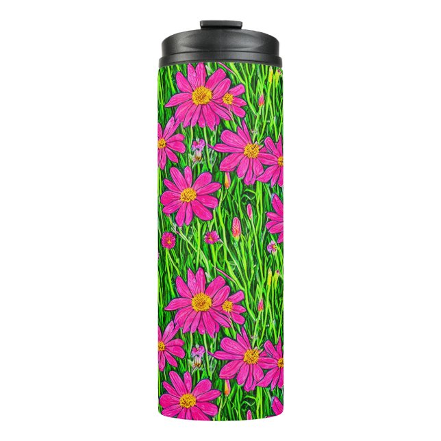 Bouteilles Isothermes Fuchsia Fleurs sauvages roses dans un champ (Devant)