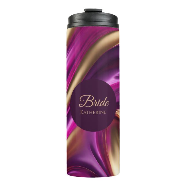 Bouteilles Isothermes Fuchsia Gold-Bride Abstraite-violet moderne (Devant)