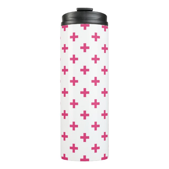 Bouteilles Isothermes Fuchsia polka croise sur blanc (Devant)