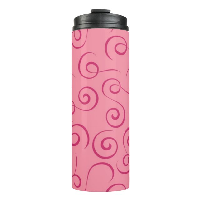 Bouteilles Isothermes Fuchsia sur la spirale rétro rose (Devant)