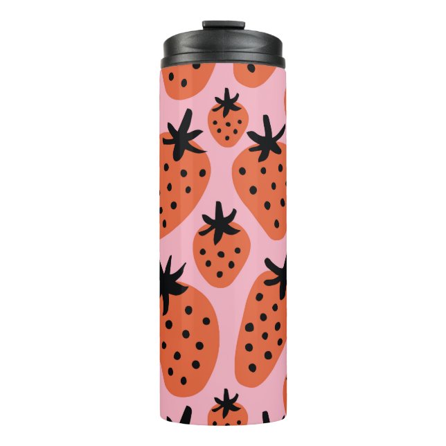 Bouteilles Isothermes Fun fraise, design artisanal sans couture. (Devant)