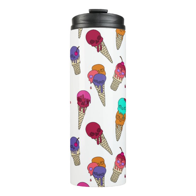 Bouteilles Isothermes Fun Melty Summer Goth Crâne Crème glace étrange bl (Devant)