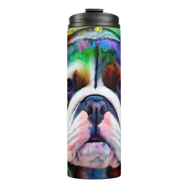 Bouteilles Isothermes Funky Retro Bulldog avec casque (Devant)