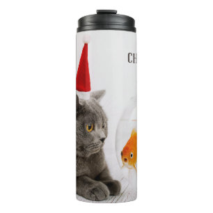 Bouteilles Isothermes Funny Chat & Poisson nom personnalisé tumbler