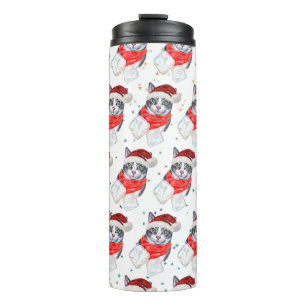 Bouteilles Isothermes Funny Gray and White Tabby Cat Christmas
