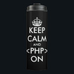 Bouteilles Isothermes Funny keep calm and code on thermal travel tumbler<br><div class="desc">Funny keep calm and code on thermal travel tumbler mug. Keeps est chaud ou cool. Make your own custom funny keep calm and carry on parody. Modèle typographique moderne with crown. Customizable drink ware for home, office, hiking, sport, etc. Cool Christmas ou Birthday vend idea for co worker, employee, friend,...</div>