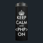 Bouteilles Isothermes Funny keep calm and code on thermal travel tumbler<br><div class="desc">Funny keep calm and code on thermal travel tumbler mug. Keeps est chaud ou cool. Make your own custom funny keep calm and carry on parody. Modèle typographique moderne with crown. Customizable drink ware for home, office, hiking, sport, etc. Cool Christmas ou Birthday vend idea for co worker, employee, friend,...</div>