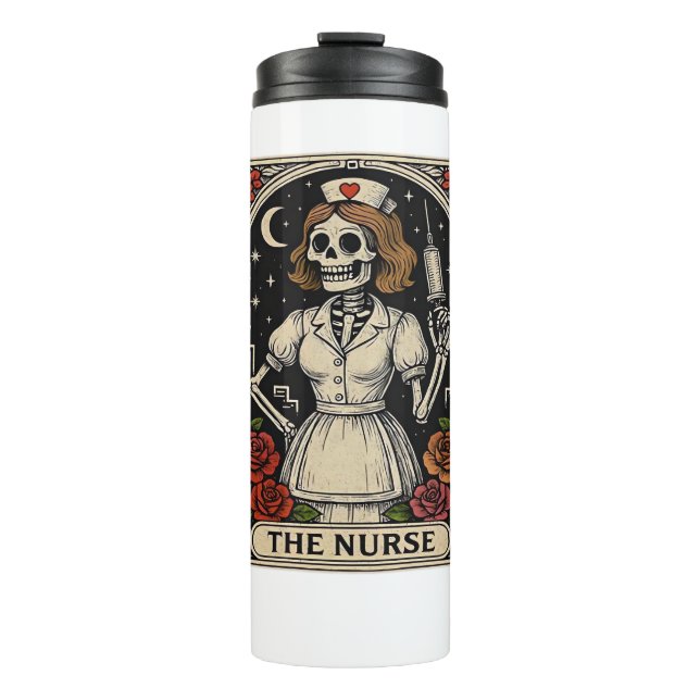 Bouteilles Isothermes Funny Nurse Skeleton Tarot Card Halloween Nurse (Devant)