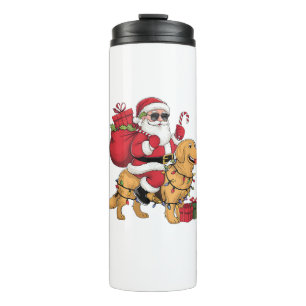 Bouteilles Isothermes Funny Père Noël équitation Golden Retriever Chien 