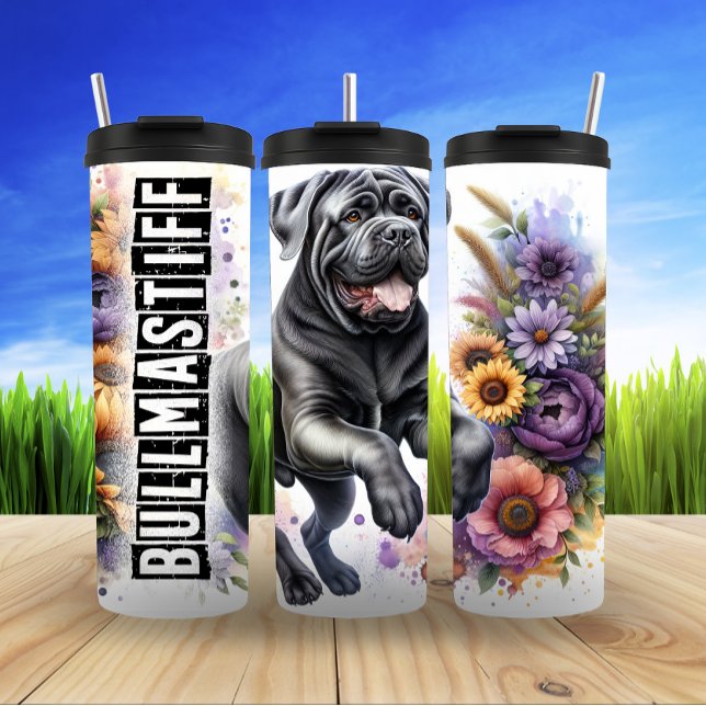 Bouteilles Isothermes Galop floral doux de Bullmastiff (Créateur téléchargé)