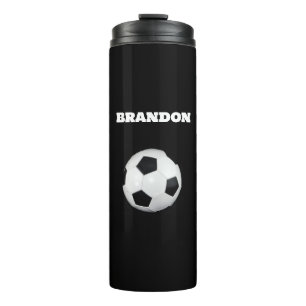 Bouteilles Isothermes Garçons balle de football noir élégant Nom personn