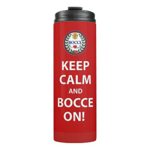 Bouteilles Isothermes Gardez le calme et le Bocce sur la tasse thermique