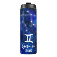 Gemini Zodiac Constellation Bleu Galaxie Monogramm