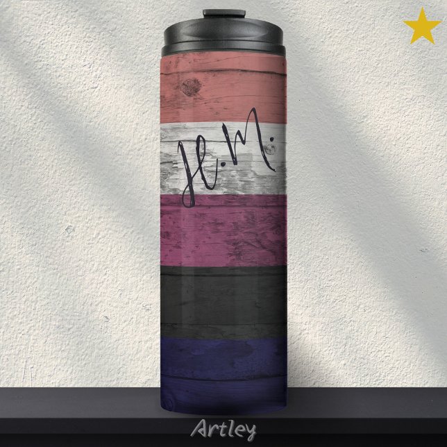 Bouteilles Isothermes Genre Fierté Fluide drapeau LGBT Grain Initiales (Créateur téléchargé)