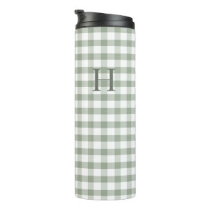 Bouteilles Isothermes Gingham Vert Classique Monogramme Moderne