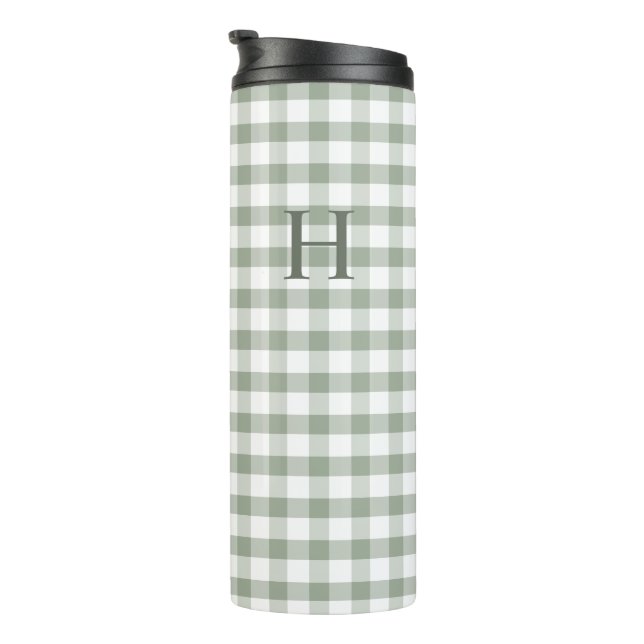 Bouteilles Isothermes Gingham Vert Classique Monogramme Moderne (Tourné sur la droite)