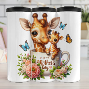 Bouteilles Isothermes Giraffe Maman : Veau, Fleurs, Fête des Mères