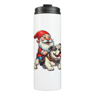 Bouteilles Isothermes Gnome équitation Anglais Bulldog Noël Joyeux garço