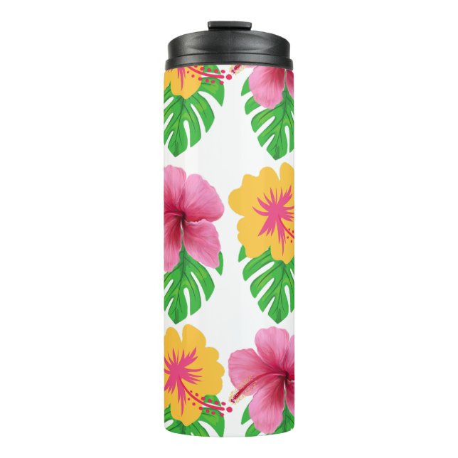 Bouteilles Isothermes Gobelet avec fleurs tropicales  (Devant)