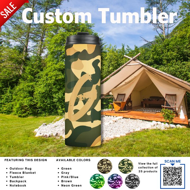 Bouteilles Isothermes Gobelet Camping | AJOUTER L'INITIALE Camouflage En (Créateur téléchargé)