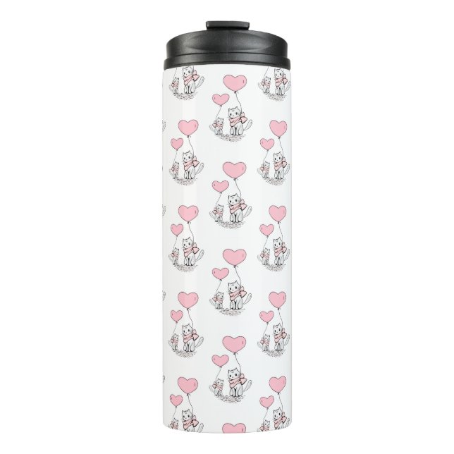 Bouteilles Isothermes Gobelet Thermique Chat Chaton Coeurs Roses (Devant)