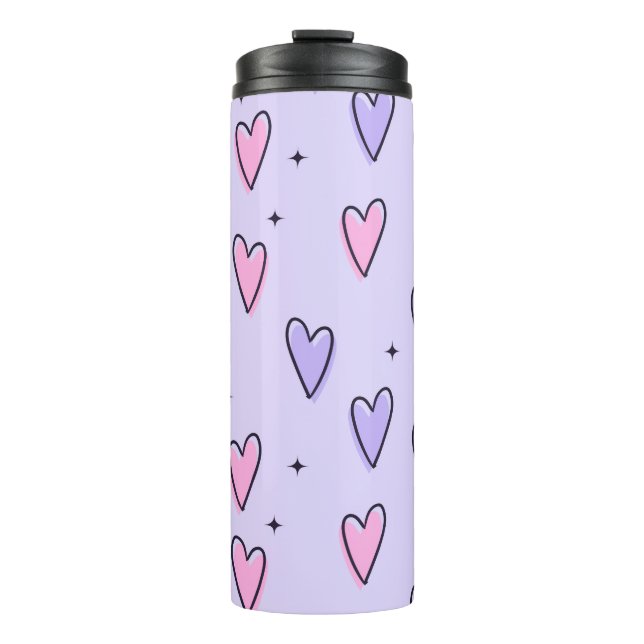 Bouteilles Isothermes Gobelet Thermique Cœurs Rose Violet (Devant)