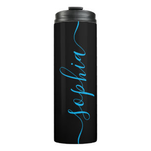 Bouteilles Isothermes Gobelet Thermique Noir Nom de Script Bleu Personna