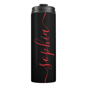 Bouteilles Isothermes Gobelet Thermique Noir Nom Rouge Personnalisé Scri