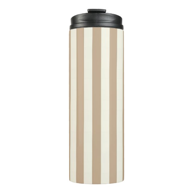 Bouteilles Isothermes Gobelet Thermique Rayé Beige et Marron (Devant)