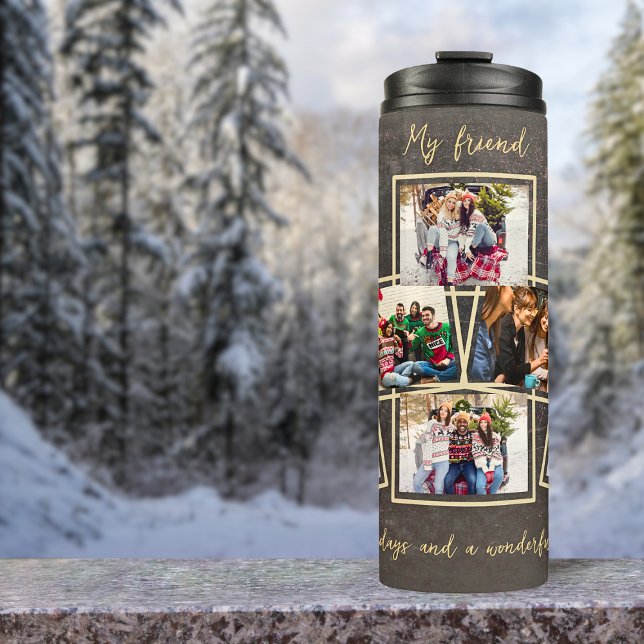 Bouteilles Isothermes Gold Grey 6 Modèle photo et texte Noël (Créateur téléchargé)