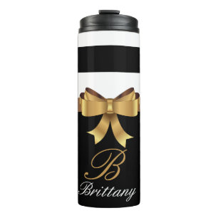 Bouteilles Isothermes Gold personnalisé, Black Bold Stripes Golden BOW