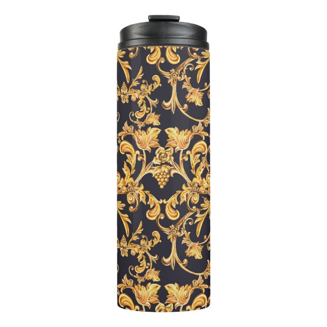 Bouteilles Isothermes Golden Baroque, Scroll Feuille Motif. (Devant)
