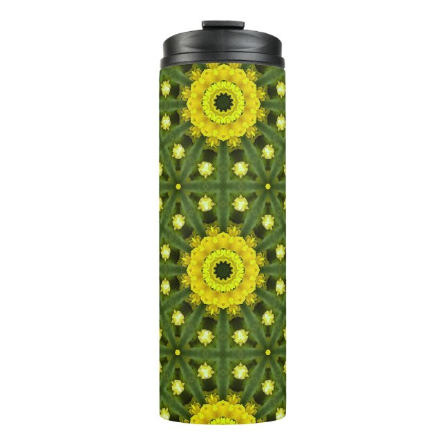 Bouteilles Isothermes Golden Green Sunburst Kaleidoscope motif floral (Devant)